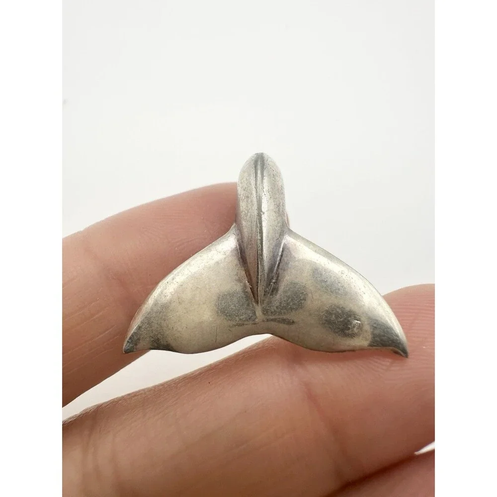 Sterling Silver Whale Tail Slide Charm Pendant